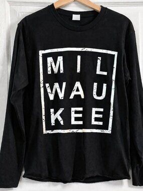 Milwaukee | Black Long Sleeve Graphic T Shirt for Men | Sz L